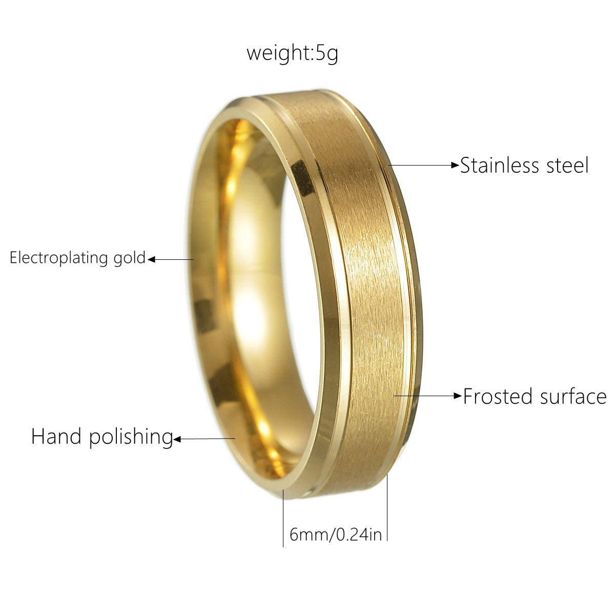 26 Cross-Border Popular Brushed Matte Wedding Rings for Men, 6/8mm Wide, Hot-Selling on Wish and Amazon Independent Sites