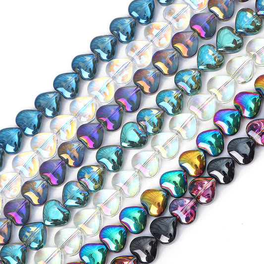 10mm Glass Color-Coated Peach Heart Crystal Beads Loose Beads DIY Handmade Necklace Bracelet Ear Jewelry Manufacturer Direct Sales Wholesale