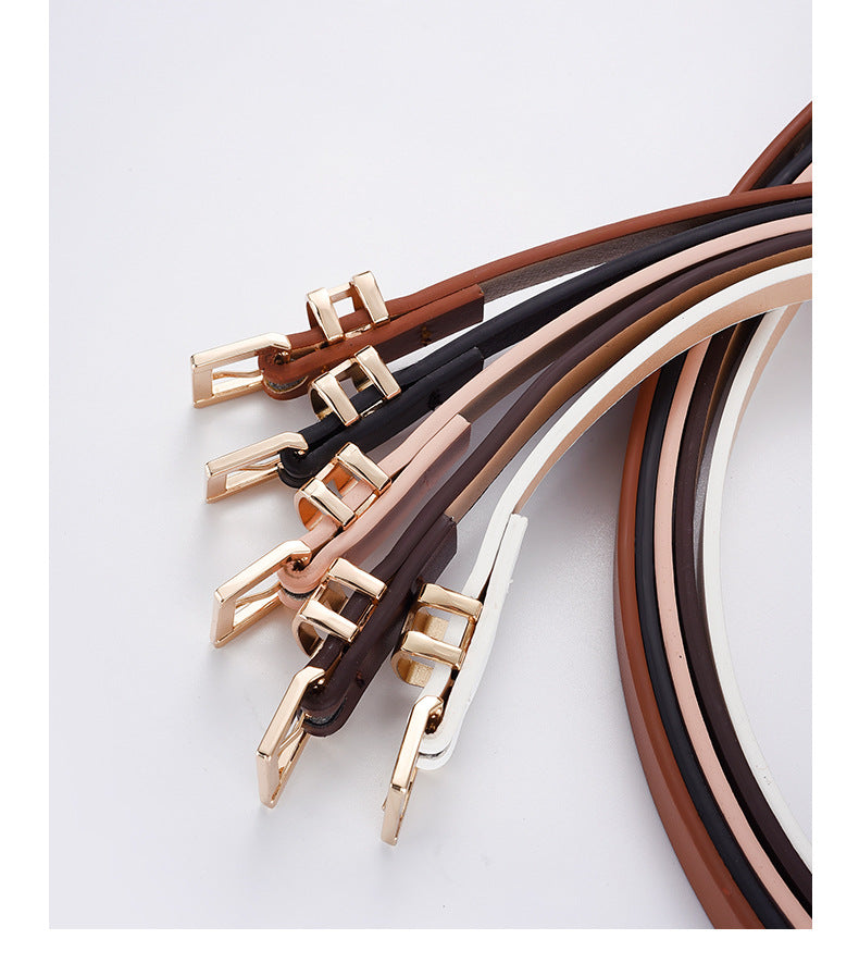 New Foreign Trade Hot-Selling I-Buckle Thin Belt for Women, Fashionable, High-End, Versatile Dress, Suit Decorative Belt