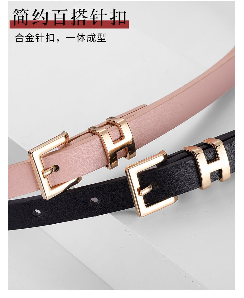 New Foreign Trade Hot-Selling I-Buckle Thin Belt for Women, Fashionable, High-End, Versatile Dress, Suit Decorative Belt
