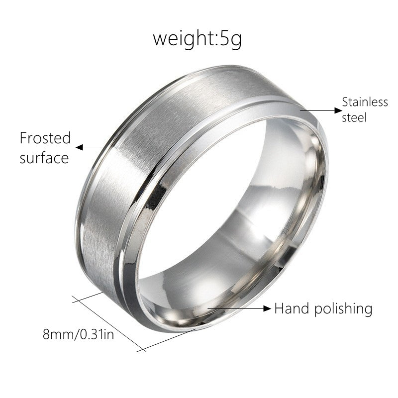 26 Cross-Border Popular Brushed Matte Wedding Rings for Men, 6/8mm Wide, Hot-Selling on Wish and Amazon Independent Sites