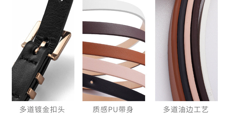 New Foreign Trade Hot-Selling I-Buckle Thin Belt for Women, Fashionable, High-End, Versatile Dress, Suit Decorative Belt