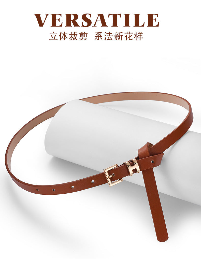 New Foreign Trade Hot-Selling I-Buckle Thin Belt for Women, Fashionable, High-End, Versatile Dress, Suit Decorative Belt