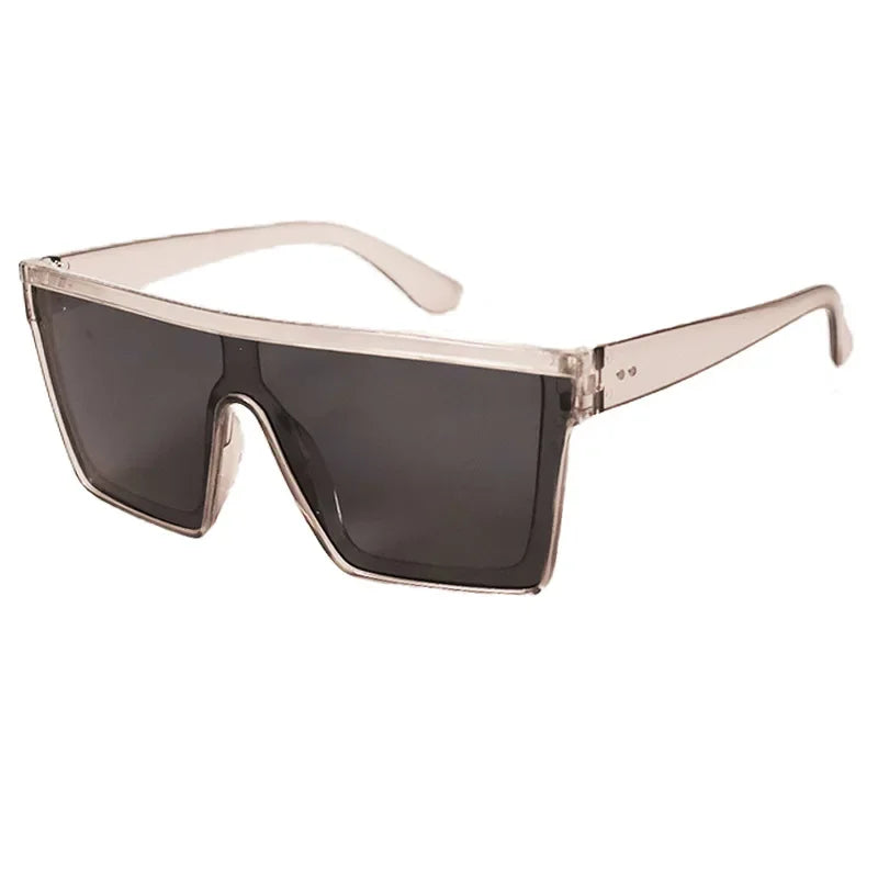 Classic White Gradient Square Sunglasses Women Fashion Retro Night Vision Drivers Goggle Men Big Frame Travel Cycling Eyewear